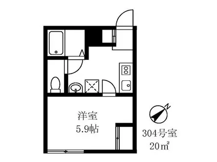 早稲田鶴巻町IMAハウス(1K/3階)の間取り写真