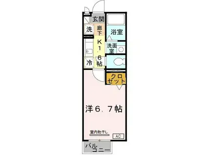 セジュール西代I(1K/2階)の間取り写真