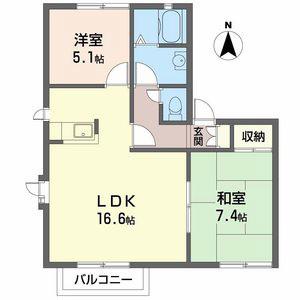 ディアス三木B(2LDK/2階)の間取り写真