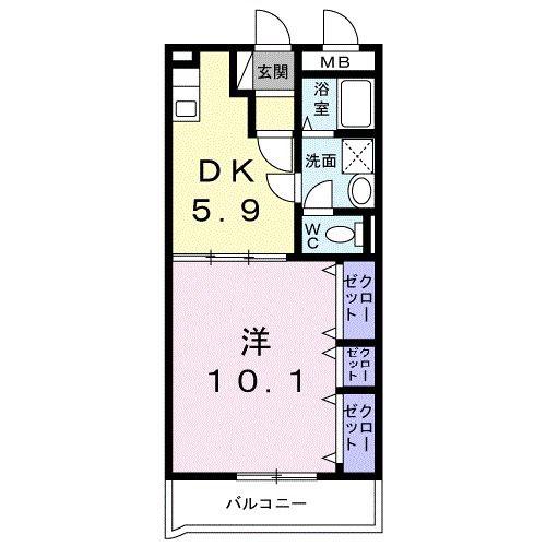 レジデンス辻が花 II(1DK/3階)の間取り写真
