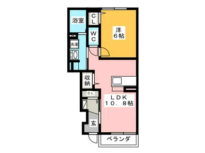 リバーサイド・サクラ I(1LDK/1階)の間取り写真