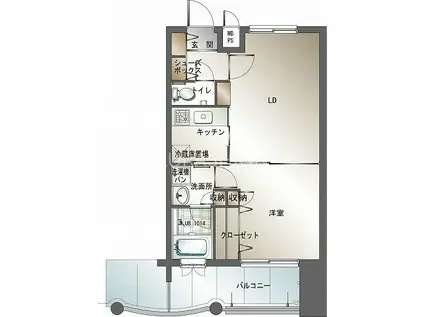 エンクレスト博多(2K/12階)の間取り写真