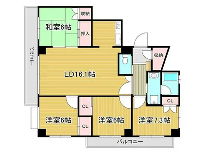 ロワールイン守恒(4LDK/5階)の間取り写真