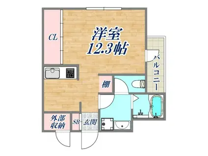 グランツコートジョン立花町(ワンルーム/3階)の間取り写真