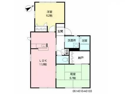 シャーメゾン柏原(2LDK/1階)の間取り写真
