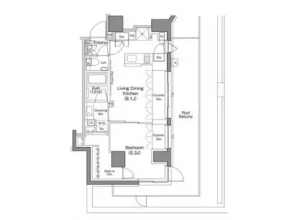 ザ・パークハビオ神楽坂香月(1LDK/5階)の間取り写真