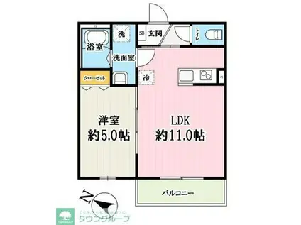 キャメル入間黒須A(1LDK/3階)の間取り写真