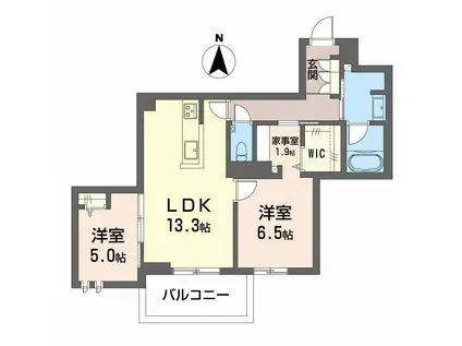 AVANCE東草深ウエスト(2LDK/1階)の間取り写真