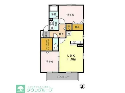 レスポワールI(2LDK/2階)の間取り写真