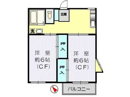 メゾンドヴァンテーヌ(2K/2階)の間取り写真