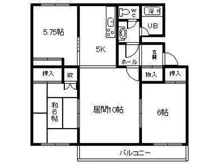 春光ユニバーサルマンション(3LDK/3階)の間取り写真