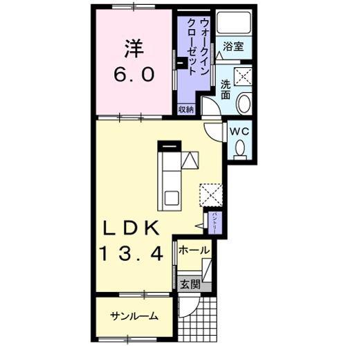 ジェントリーパレス(1LDK/1階)の間取り写真