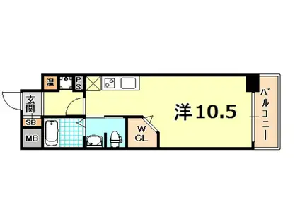 ラ・ウェゾン湊川公園(ワンルーム/6階)の間取り写真