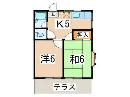 ハイツ356第5(2K/1階)の間取り写真
