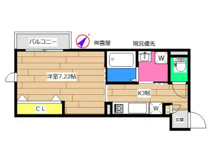 ボヌール赤羽(1K/2階)の間取り写真
