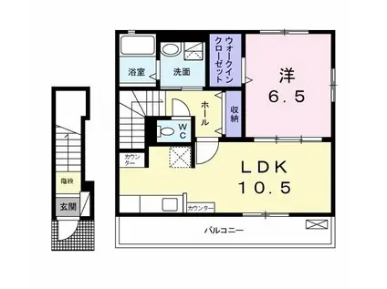 アバンツァート(1LDK/2階)の間取り写真