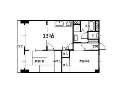 サルドセジュール箱崎駅前(2LDK/6階)の間取り写真