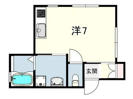 グリーンフラットB棟(ワンルーム/1階)の間取り写真