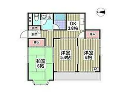 ベルハイム白金(3DK/2階)の間取り写真