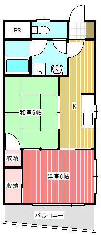 陶石ハウス(2K/2階)の間取り写真