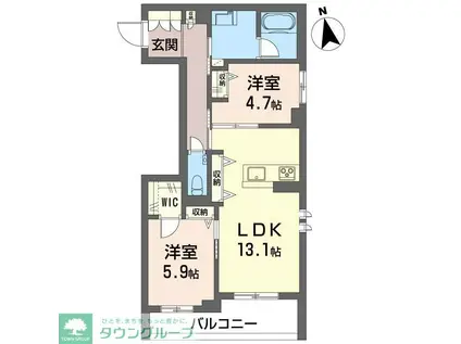 ノールフェリシモ(2LDK/2階)の間取り写真