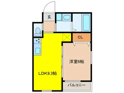 コンフォートこの(1LDK/2階)の間取り写真