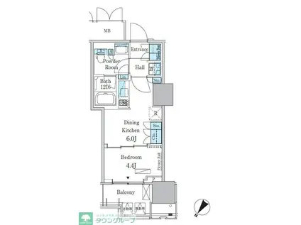 HARUMI FLAG PORT VILLAGE A棟(1DK/11階)の間取り写真