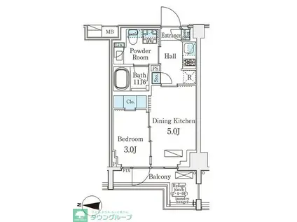 アクアレジデンス錦糸町(1DK/3階)の間取り写真