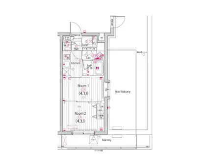 ガーラ・ヒルズ調布(2K/4階)の間取り写真