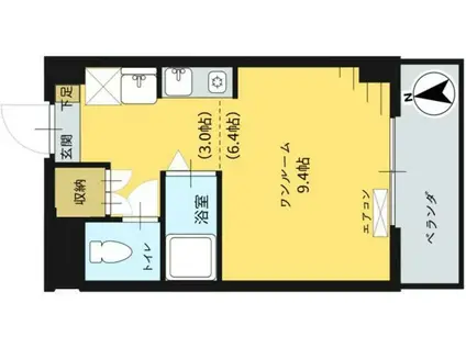ヴァンベール小川(ワンルーム/3階)の間取り写真