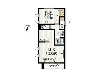 スピアーノ1(1LDK/1階)の間取り写真