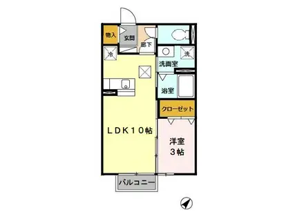 サンモールヴィラ(1LDK/1階)の間取り写真