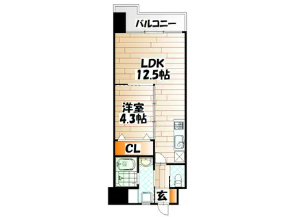 グランエスパシオ浅野(1LDK/8階)の間取り写真
