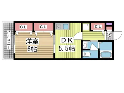 シャンブルすずらん(1DK/1階)の間取り写真