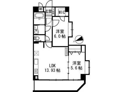 リアコンフォート(2LDK/4階)の間取り写真
