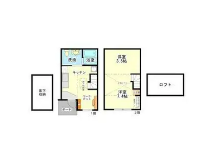 パルティーレ(1K/1階)の間取り写真