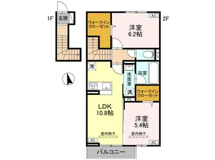 RESIDIA 東城南(2LDK/2階)の間取り写真
