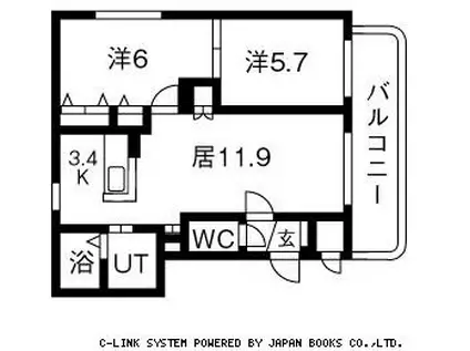 ライフ新発寒31(2LDK/4階)の間取り写真