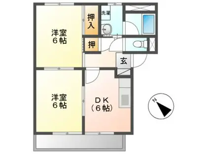 SURPLUS TWO MURATA A・B棟(2DK/1階)の間取り写真