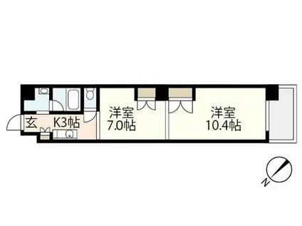 ル・クール上幟町(2K/9階)の間取り写真