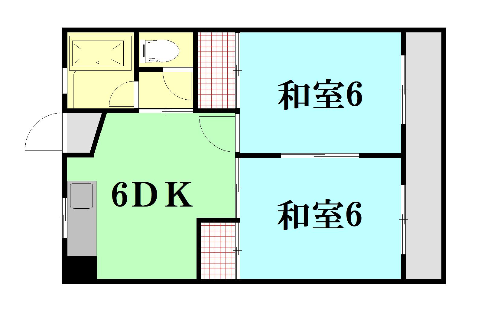 香川ビル(2DK/3階)の間取り写真