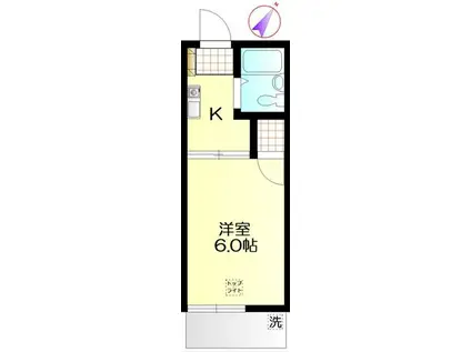 グリーンコーポB(1K/2階)の間取り写真