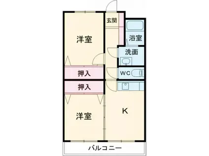 カーサ小川I(2DK/1階)の間取り写真