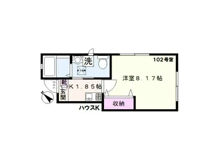 HOUSE.K(1K/1階)の間取り写真