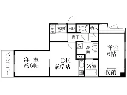 ハイフォレストII(2LDK/3階)の間取り写真