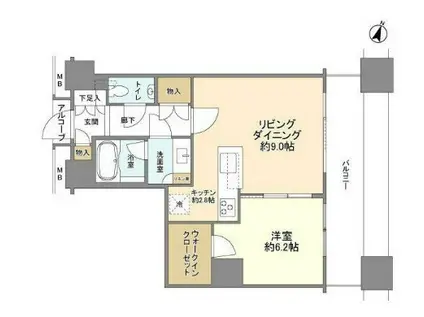 カテリーナ三田タワースイート(1LDK/10階)の間取り写真