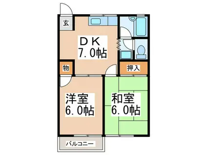 ハイツサングリーン(2DK/2階)の間取り写真