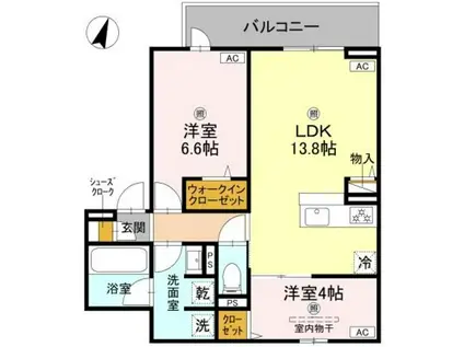 クラシスト苅田ウエスト(2LDK/2階)の間取り写真