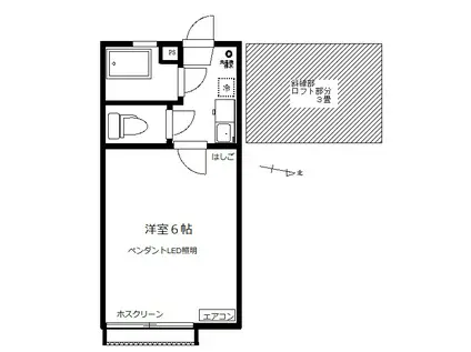 ローズII202(1K/2階)の間取り写真