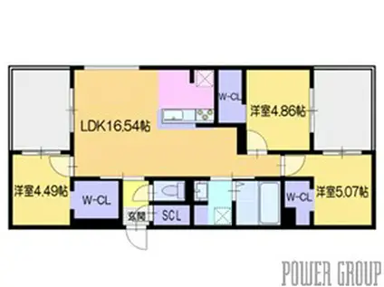 ラ・シュエット栄通A(3LDK/1階)の間取り写真